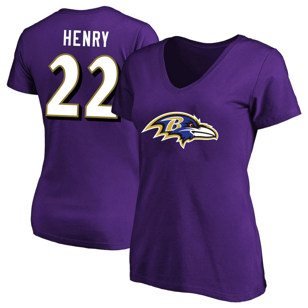 Baltimore Ravens Derrick Henry Women's Plus Size Fair Catch Name & Number Scoop Neck T-Shirt