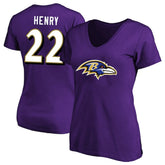 Baltimore Ravens Derrick Henry Women's Plus Size Fair Catch Name & Number Scoop Neck T-Shirt