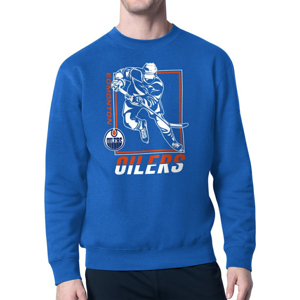 Edmonton Oilers Starter Player Grid Fleece Pullover Sweatshirt Sale