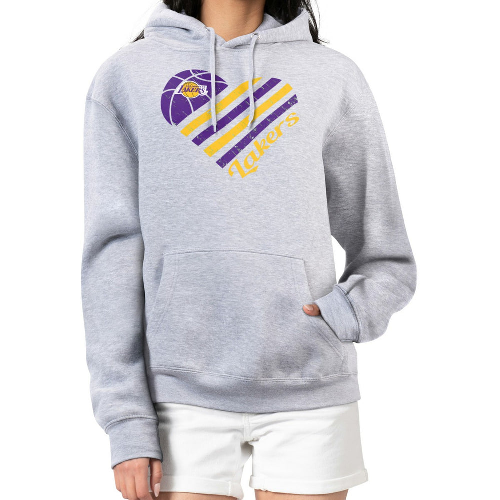 Los Angeles Lakers G-III 4Her by Carl Banks Women's Heart Pullover Hoodie - Heather Gray cheap Online