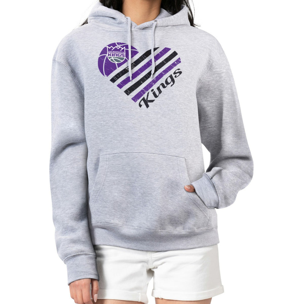 Sacramento Kings G-III 4Her by Carl Banks Women's Heart Pullover Hoodie - Heather Gray discount On Sale