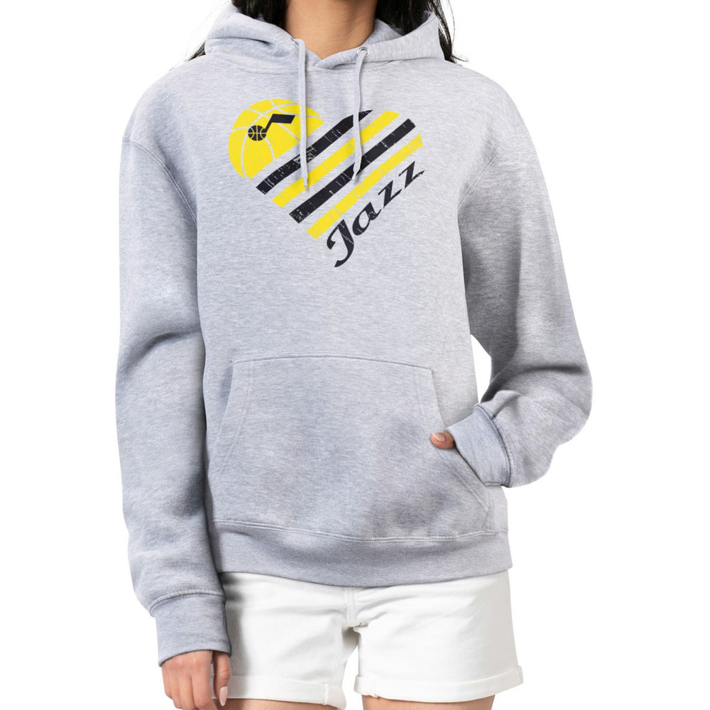 Utah Jazz G-III 4Her by Carl Banks Women's Heart Pullover Hoodie - Heather Gray outlet Discount