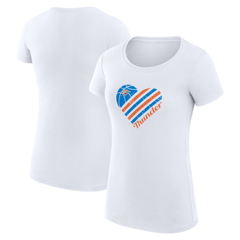 Oklahoma City Thunder G-III 4Her by Carl Banks Women's Super-Slim Fit Lightweight Heart T-Shirt New