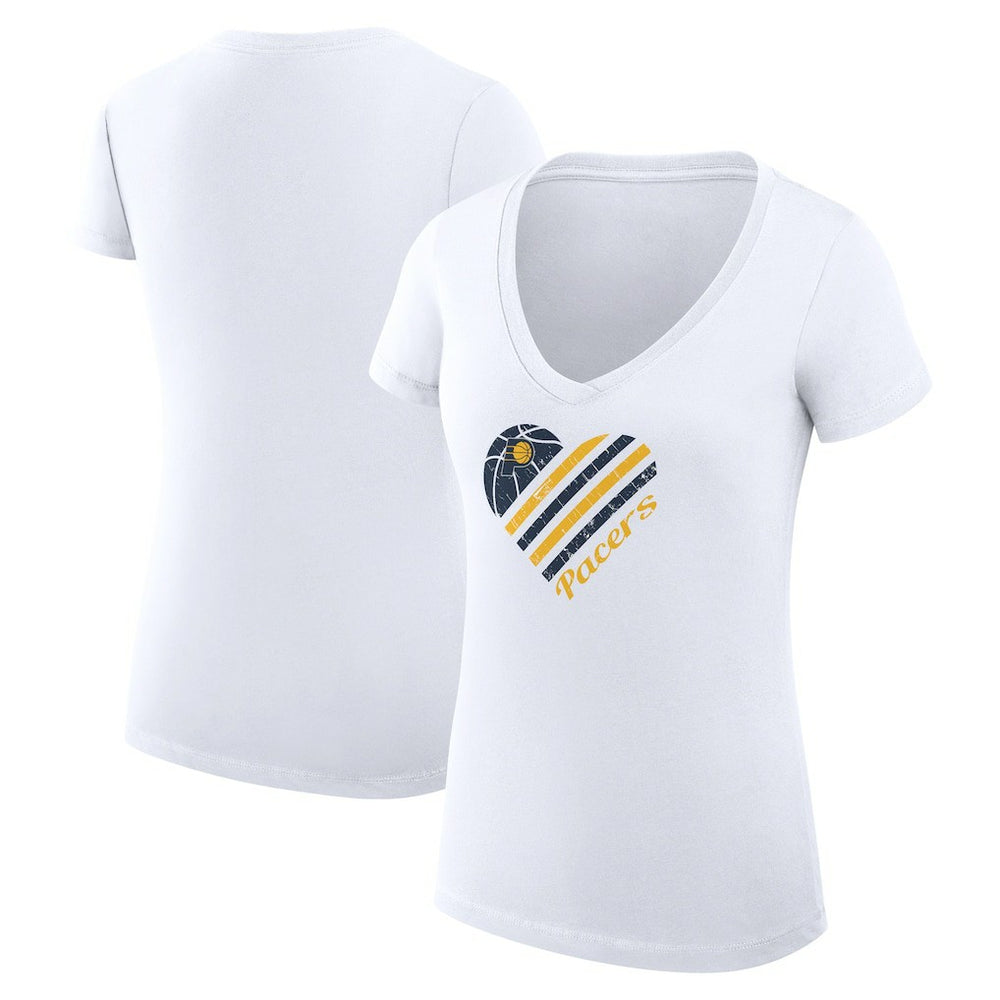 Indiana Pacers G-III 4Her by Carl Banks Women's Super-Slim Fit Lightweight Heart V-Neck T-Shirt New