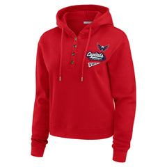 Washington Capitals WEAR by Erin Andrews Women's Waffle-Knit Pullover Hoodie On Sale