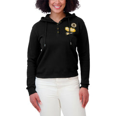 Boston Bruins WEAR by Erin Andrews Women's Waffle-Knit Pullover Hoodie Sale