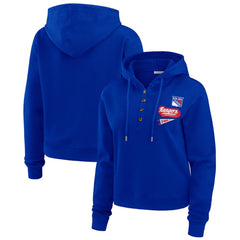 New York Rangers WEAR by Erin Andrews Women's Waffle-Knit Pullover Hoodie Sale
