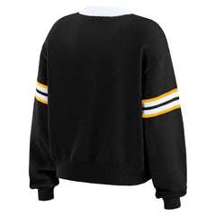 Boston Bruins WEAR by Erin Andrews Women's Cropped Lace-Up Sweater Outlet