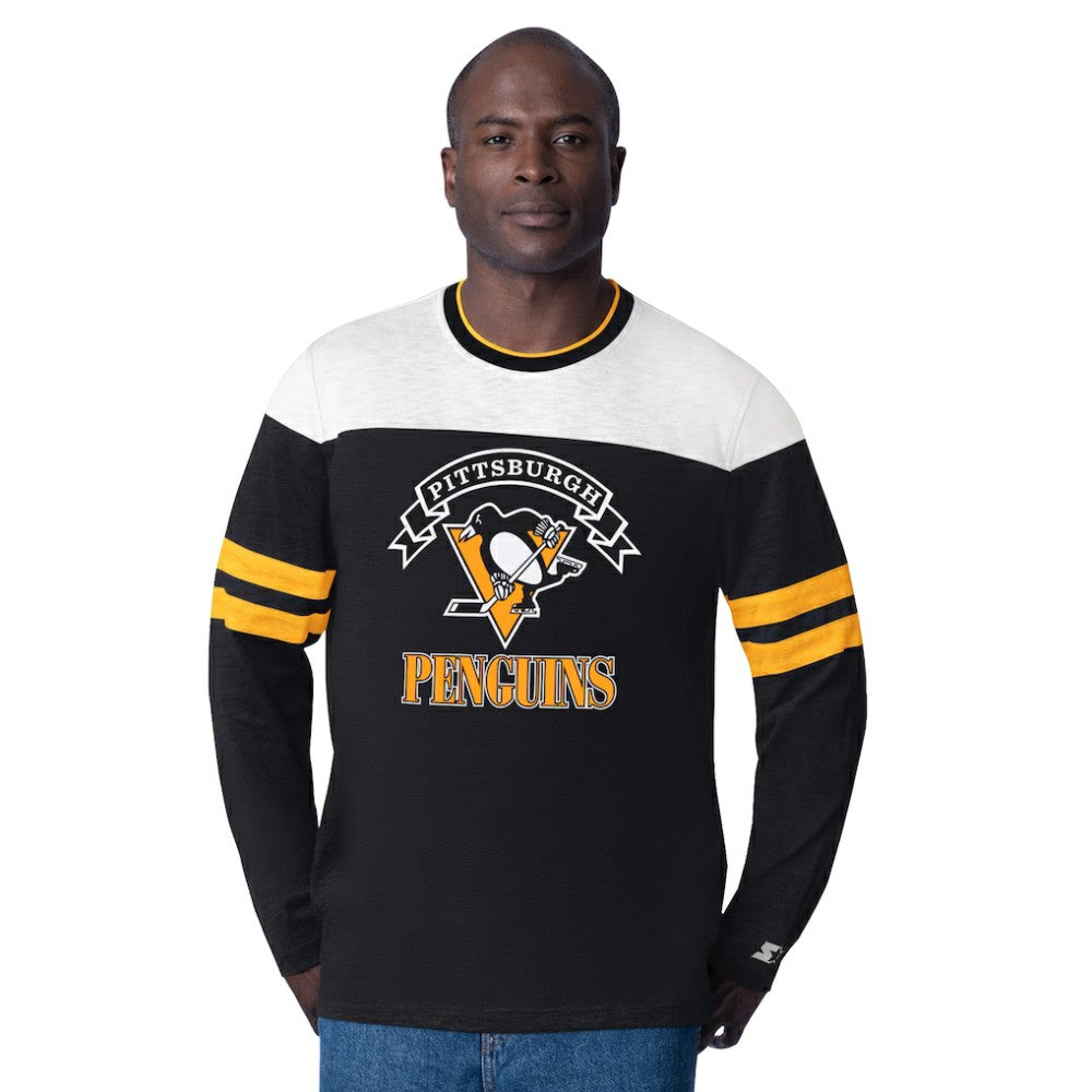 Pittsburgh Penguins Starter Blitz Durene Long Sleeve T-Shirt On Sale
