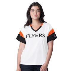 Philadelphia Flyers G-III 4Her by Carl Banks Women's Rink Oversized Rhinestone V-Neck T-Shirt For Sale