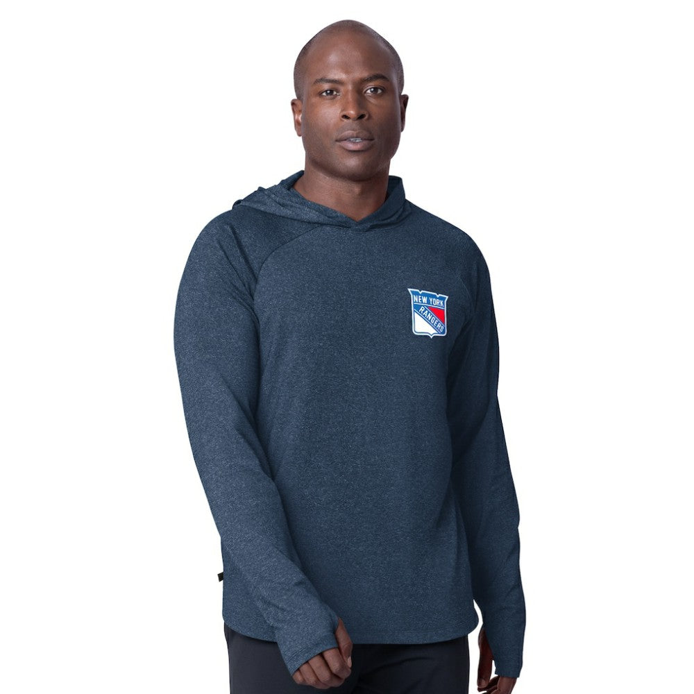 New York Rangers MSX by Michael Strahan Fast Track Raglan Long Sleeve Hoodie T-Shirt Sale