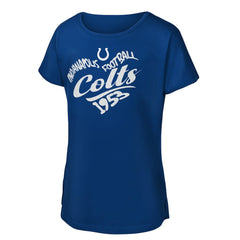 Indianapolis Colts Girls Youth Script Heart Dolman T-Shirt