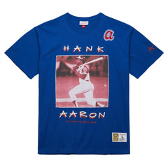 Hank Aaron Atlanta Braves Mitchell & Ness Cooperstown Collection Heavyweight Premium Player Vintage Logo T-Shirt | MLB Outlet