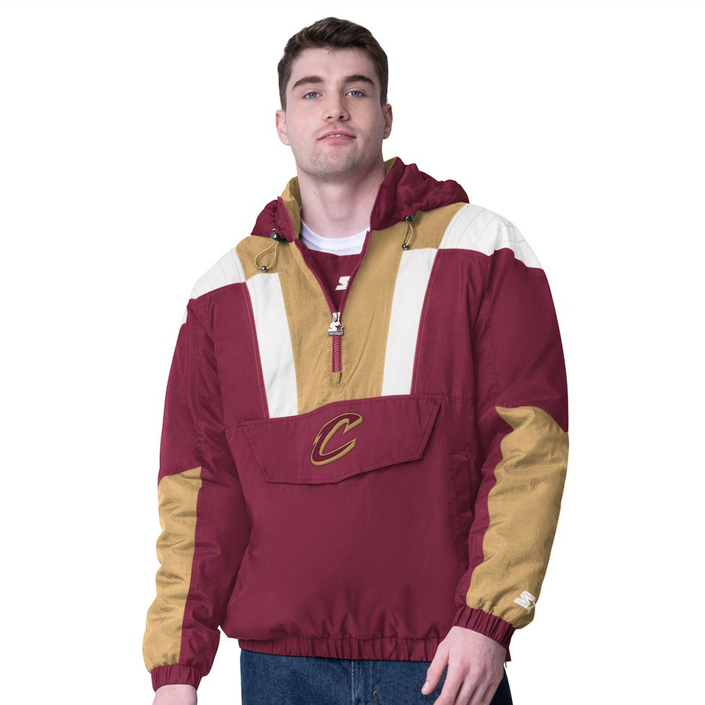Cleveland Cavaliers Starter Charger Half-Zip Pullover Jacket- Wine/Gold online Online