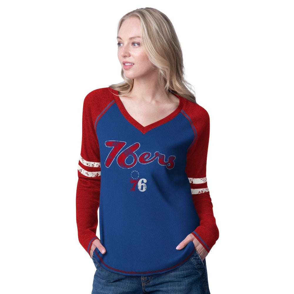 Philadelphia 76ers G-III 4Her by Carl Banks Women's Winner Waffle Knit Thermal Long Sleeve Tri-Blend T-Shirt Online