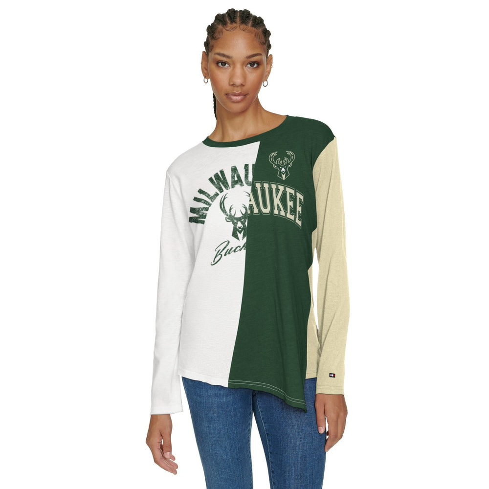 Milwaukee Bucks Tommy Jeans Women's Amelia Color Blocked Long Sleeve T-Shirt Online
