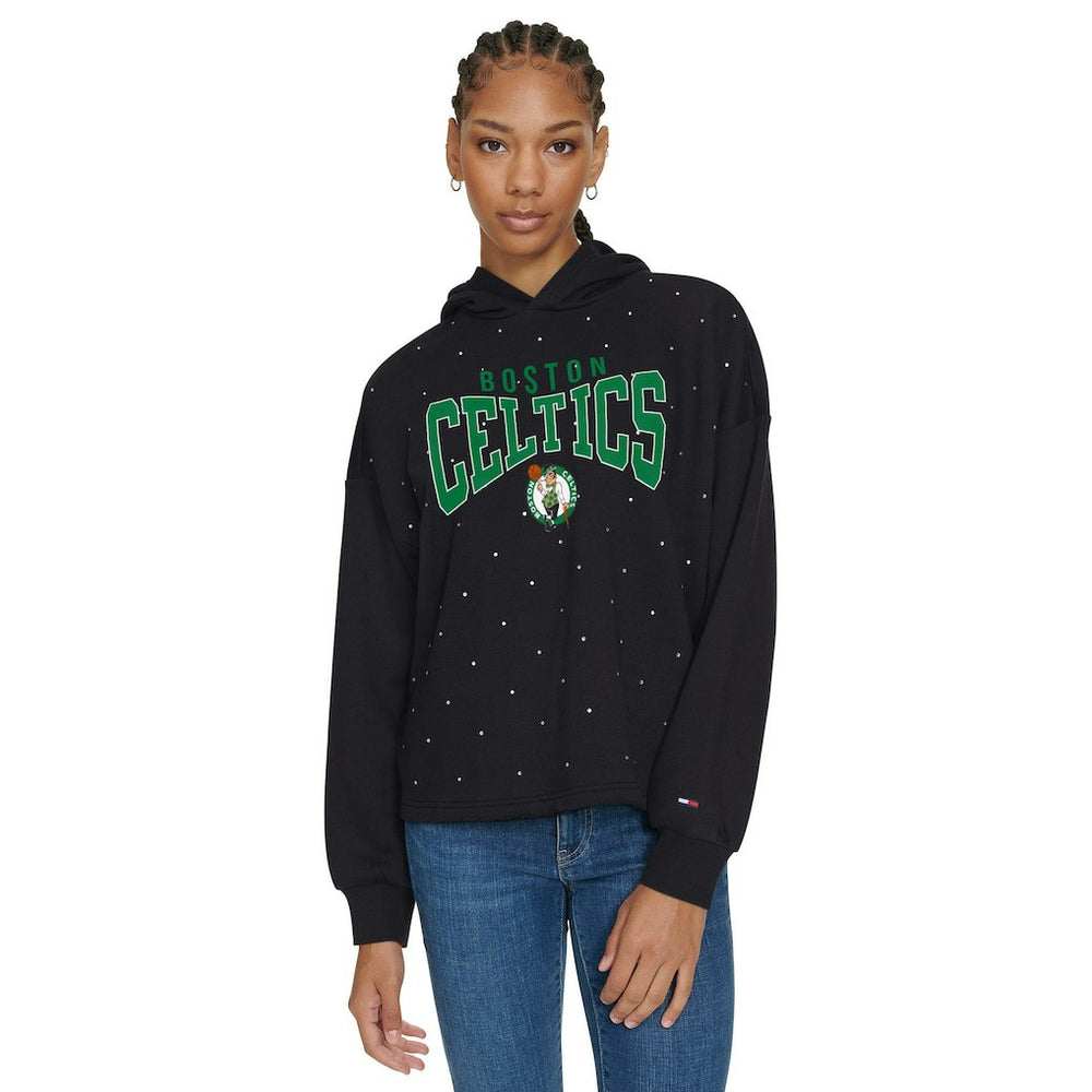 Boston Celtics Tommy Jeans Women's Stella Cropped Pullover Hoodie On Sale