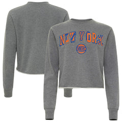New York Knicks Sportiqe Women's Varsity Collection Kacey Cropped Pullover Sweatshirt Online