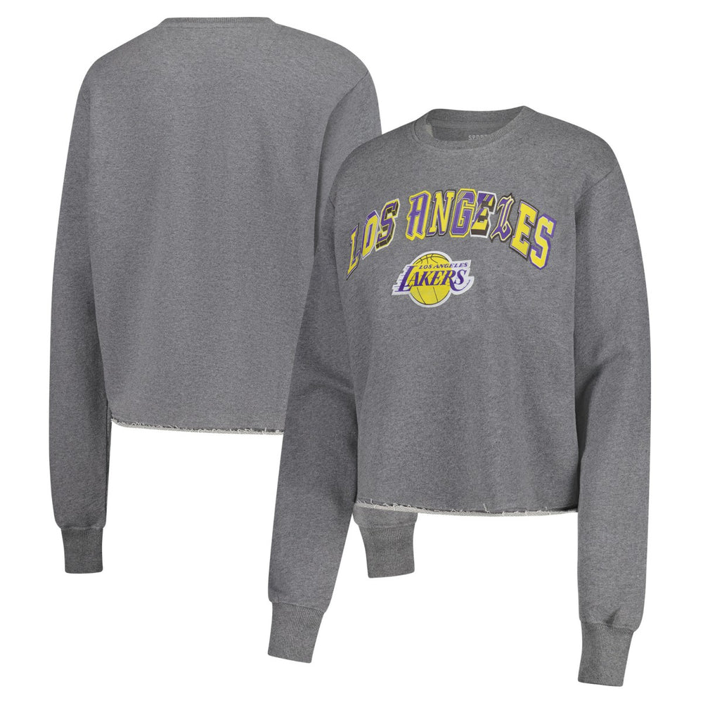 Los Angeles Lakers Sportiqe Women's Varsity Collection Kacey Cropped Pullover Sweatshirt Online