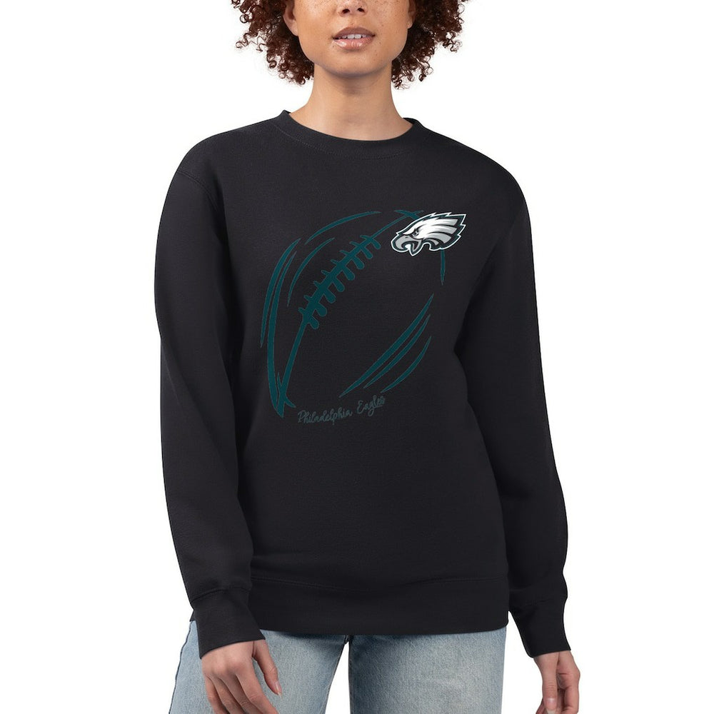 Philadelphia Eagles G-III 4Her by Carl Banks Women's Football Logo Graphic Fleece Tri-Blend Pullover Sweatshirt