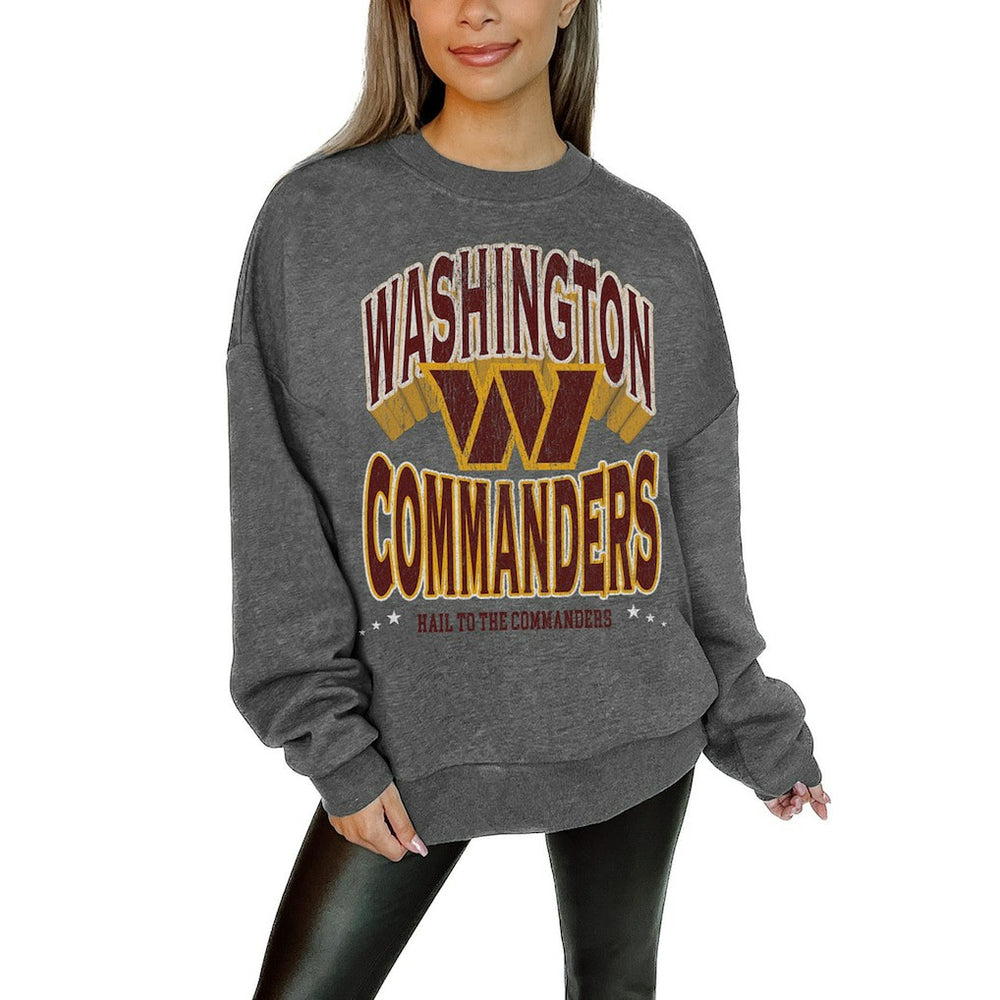 Washington Commanders Gameday Couture Women's Oversized Long Weekend Premium Fleece Drop Shoulder Pullover Sweatshirt