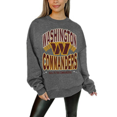 Washington Commanders Gameday Couture Women's Oversized Long Weekend Premium Fleece Drop Shoulder Pullover Sweatshirt