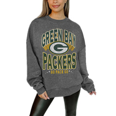 Green Bay Packers Gameday Couture Women's Oversized Long Weekend Premium Fleece Drop Shoulder Pullover Sweatshirt