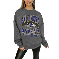 Baltimore Ravens Gameday Couture Women's Oversized Long Weekend Premium Fleece Drop Shoulder Pullover Sweatshirt