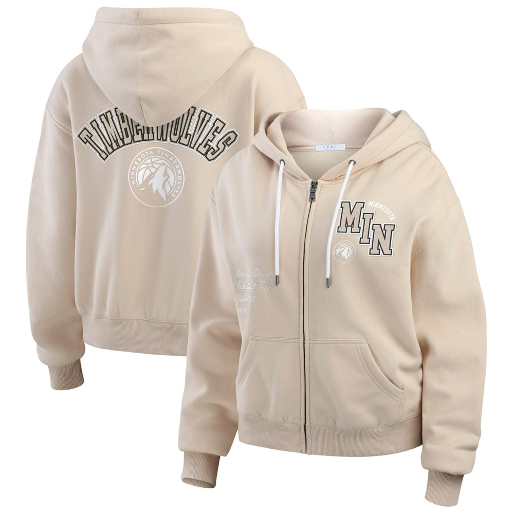 Minnesota Timberwolves WEAR by Erin Andrews Women's Tonal Felt Patch Full-Zip Hoodie On Sale