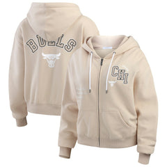 Chicago Bulls WEAR by Erin Andrews Women's Plus Size Tonal Felt Patch Full-Zip Hoodie Discount