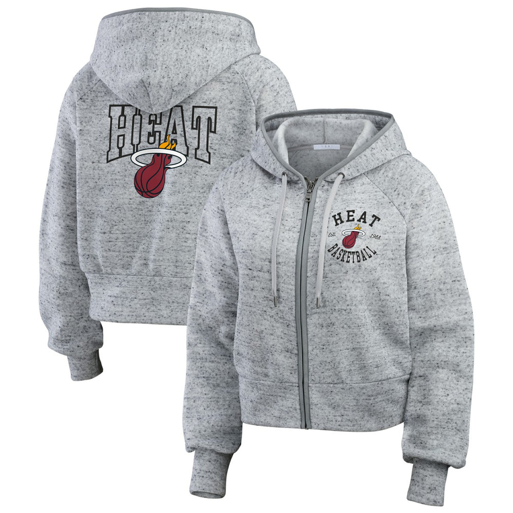 Miami Heat WEAR by Erin Andrews Women's Speckled Radiator Full-Zip Hoodie Discount