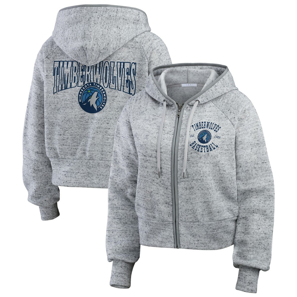 Minnesota Timberwolves WEAR by Erin Andrews Women's Speckled Radiator Full-Zip Hoodie On Sale