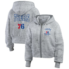 Philadelphia 76ers WEAR by Erin Andrews Women's Speckled Radiator Full-Zip Hoodie New