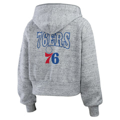 Philadelphia 76ers WEAR by Erin Andrews Women's Speckled Radiator Full-Zip Hoodie New