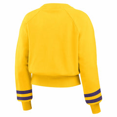 Los Angeles Lakers WEAR by Erin Andrews Women's Vintage Raglan Cropped Pullover Sweatshirt Discount