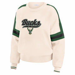 Milwaukee Bucks WEAR by Erin Andrews Women's Stripe Pullover Sweater Discount