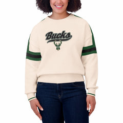 Milwaukee Bucks WEAR by Erin Andrews Women's Stripe Pullover Sweater Discount