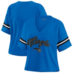Orlando Magic WEAR by Erin Andrews Women's Plus Size Color Block Boxy V-Neck T-Shirt Discount