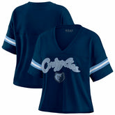 Memphis Grizzlies WEAR by Erin Andrews Women's Plus Size Color Block Boxy V-Neck T-Shirt For Sale