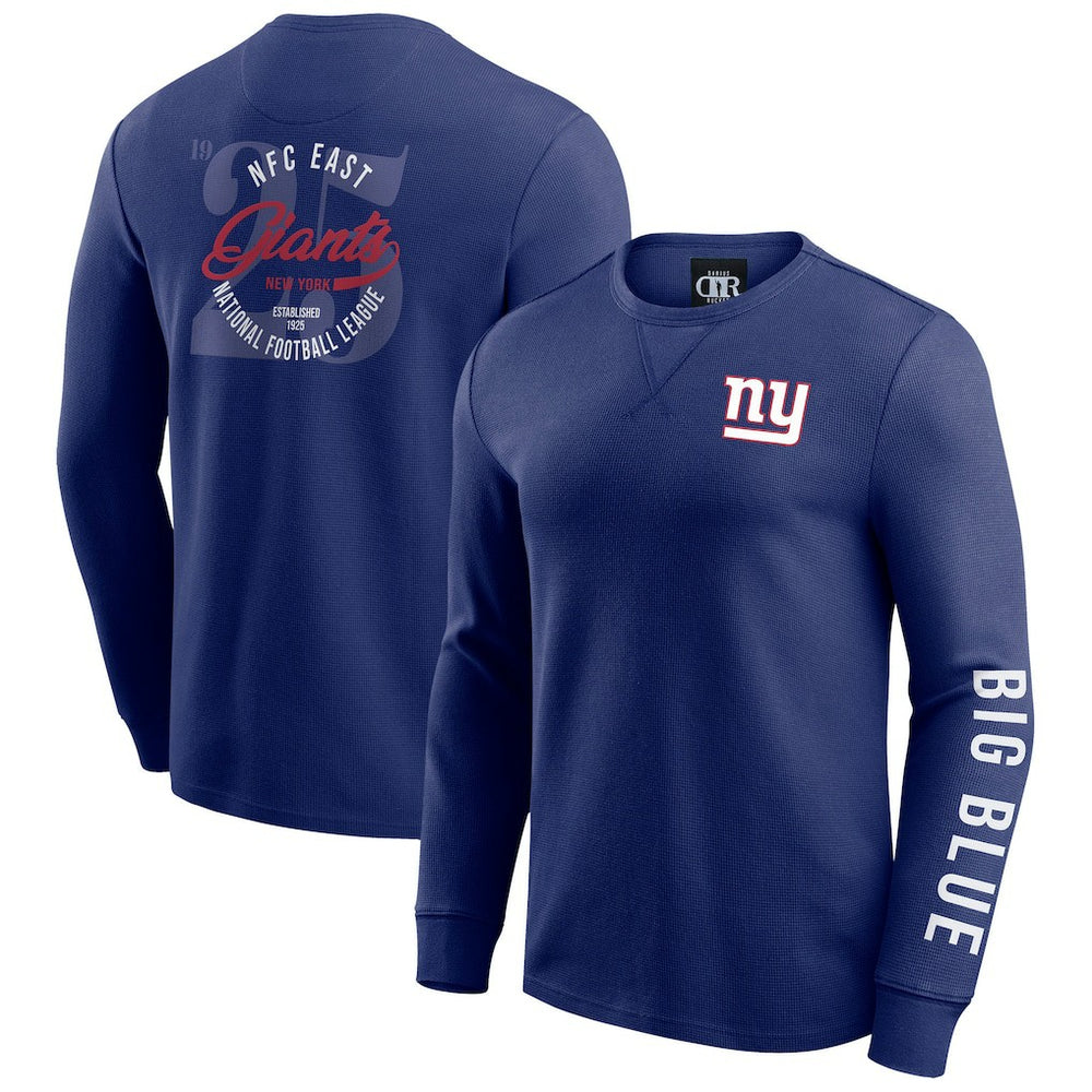 New York Giants Fanatics Darius Rucker Collection Washed Waffle-Knit Long Sleeve T-Shirt