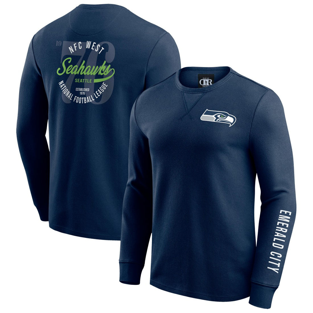 Seattle Seahawks Fanatics Darius Rucker Collection Washed Waffle-Knit Long Sleeve T-Shirt