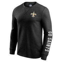 New Orleans Saints Fanatics Darius Rucker Collection Washed Waffle-Knit Long Sleeve T-Shirt