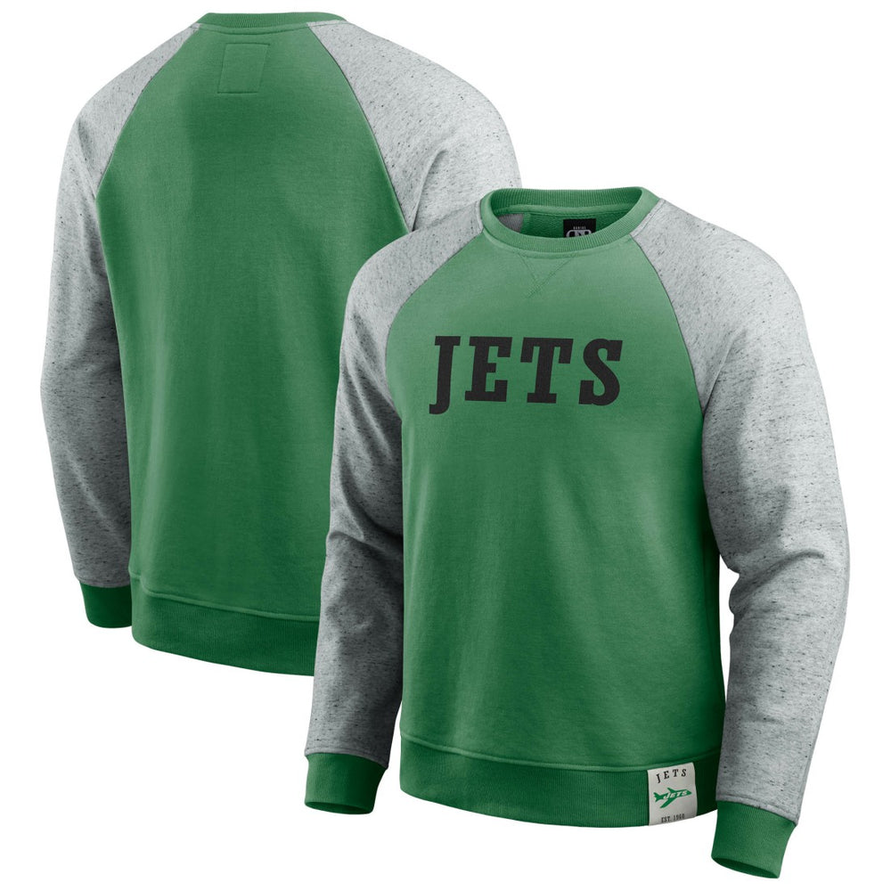 New York Jets Fanatics Darius Rucker Collection Throwback Color Block Raglan Pullover Sweatshirt