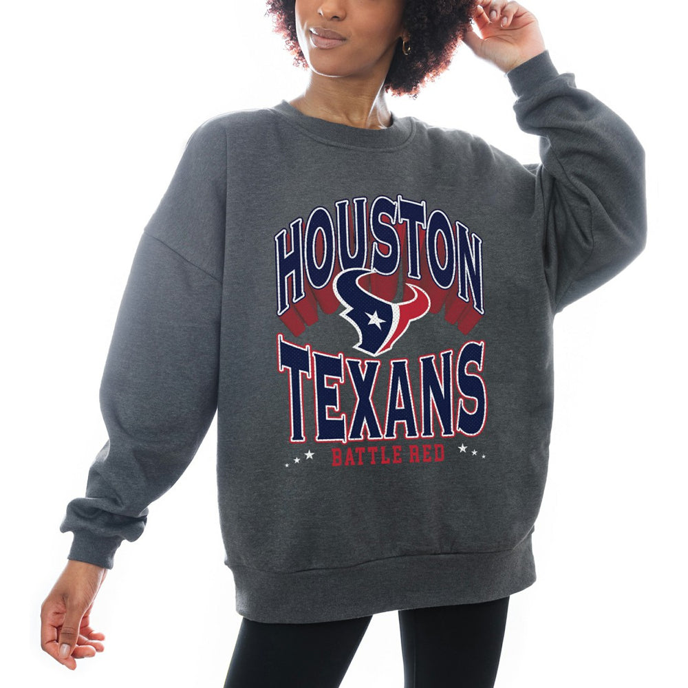 Houston Texans Gameday Couture Women's Oversized Long Weekend Premium Fleece Drop Shoulder Pullover Sweatshirt