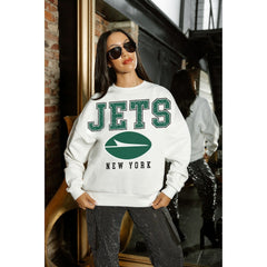 New York Jets Gameday Couture Women's Sunday Drives Oversized Crewneck Pullover Sweatshirt