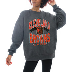Cleveland Browns Gameday Couture Women's Oversized Long Weekend Premium Fleece Drop Shoulder Pullover Sweatshirt