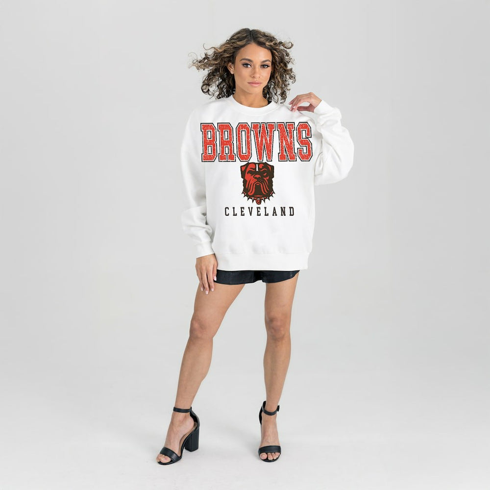 Cleveland Browns Gameday Couture Women's Sunday Drives Oversized Pullover Sweatshirt