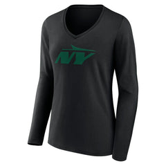 New York Jets Women's Secondary Logo Long Sleeve V-Neck T-Shirt