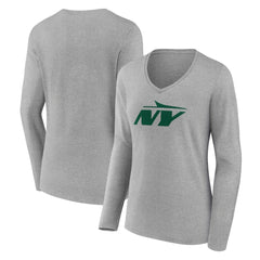 New York Jets Women's Secondary Logo Long Sleeve V-Neck T-Shirt