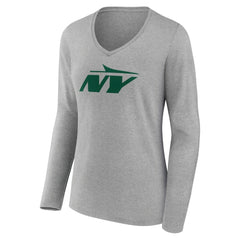 New York Jets Women's Secondary Logo Long Sleeve V-Neck T-Shirt